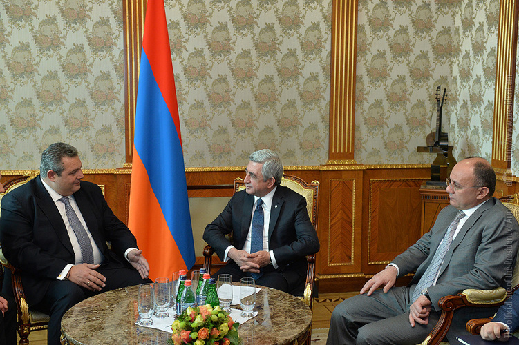 Նախագահը հանդիպում է ունեցել Հունաստանի ազգային պաշտպանության նախարար Պանոս Կամենոսի հետ