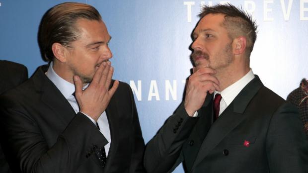 Oscar-nominated duo Leonardo DiCaprio and Tom Hardy at the Revenant’s UK premiere