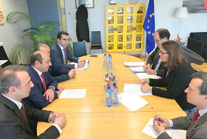 Սուրեն Կարայանը Բրյուսելում հանդիպել է առևտրի հարցերով ԵՄ հանձնակատար Սեսիլիա Մալմստրոմի հետ