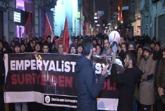 Ստամբուլում թուրքերը բողոքի ակցիա են կազմակերպել Ռուսաստանի հյուպատոսության դիմաց