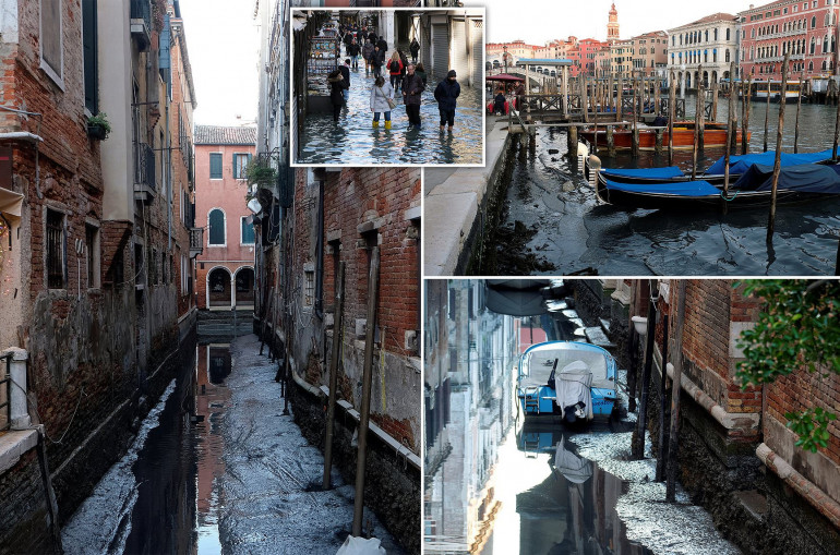 Ուժգին ջրհեղեղներից 2 ամիս անց Վենետիկի ջրանցքները գրեթե ցամաքել են (լուսանկարներ)