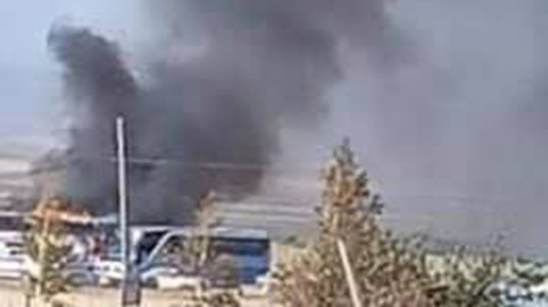 В Варденисе вследствие атаки ударного БПЛА горит гражданский автобус