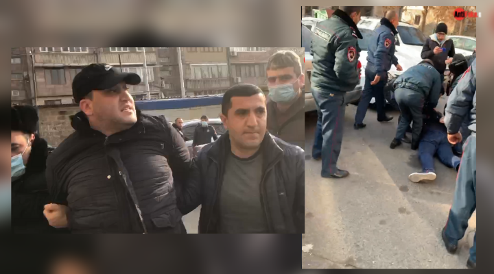 Նարեկ Սամսոնյանին մի քանի տասնյակ ոստիկաններ ձերբակալեցին շենքի բակում. տեսանյութ