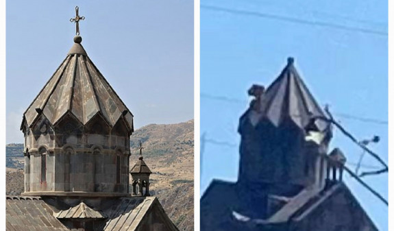 Ադրբեջանցիները պոկել են Բերձորի եկեղեցու գմբեթների խաչերը