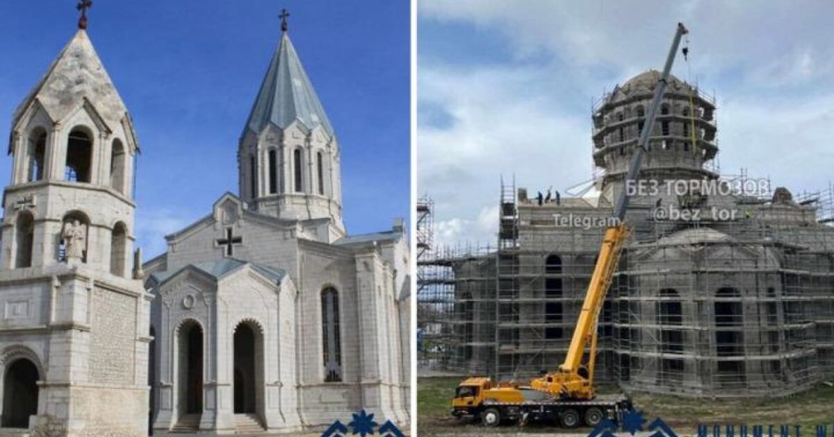 Ադրբեջանցիները քանդել են Շուշիի Ղազանչեցոց տաճարի խաչաձև լուսամուտն և պատկերաքանդակը