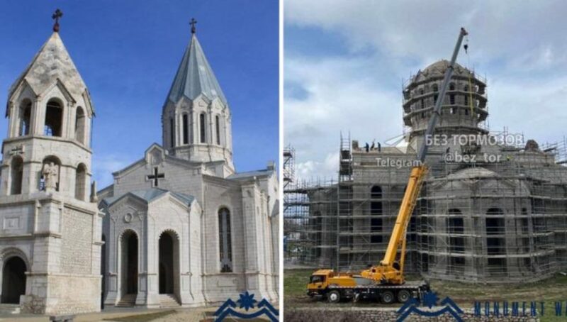 Ադրբեջանցիները քանդել են Շուշիի Ղազանչեցոց տաճարի խաչաձև լուսամուտն և պատկերաքանդակը